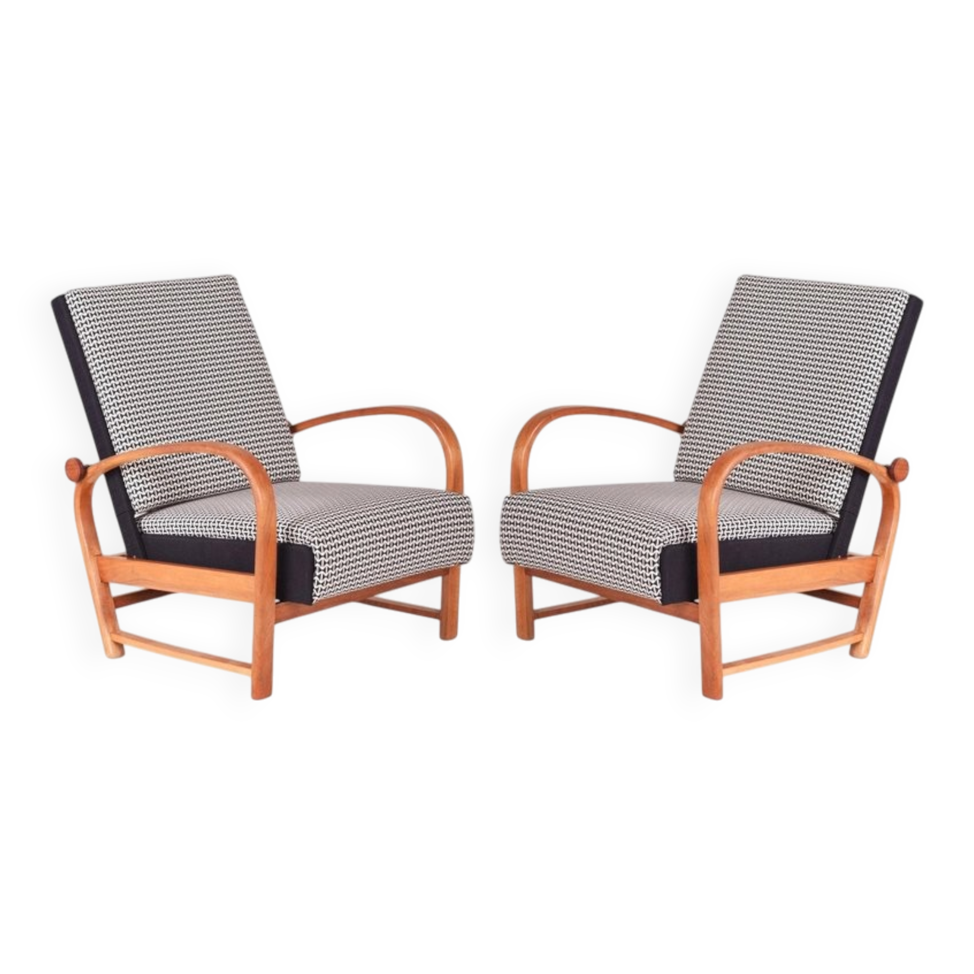 Art Deco Walnut Lounge Chairs attributed to Thonet, Germany, 1930s, Set of 2
