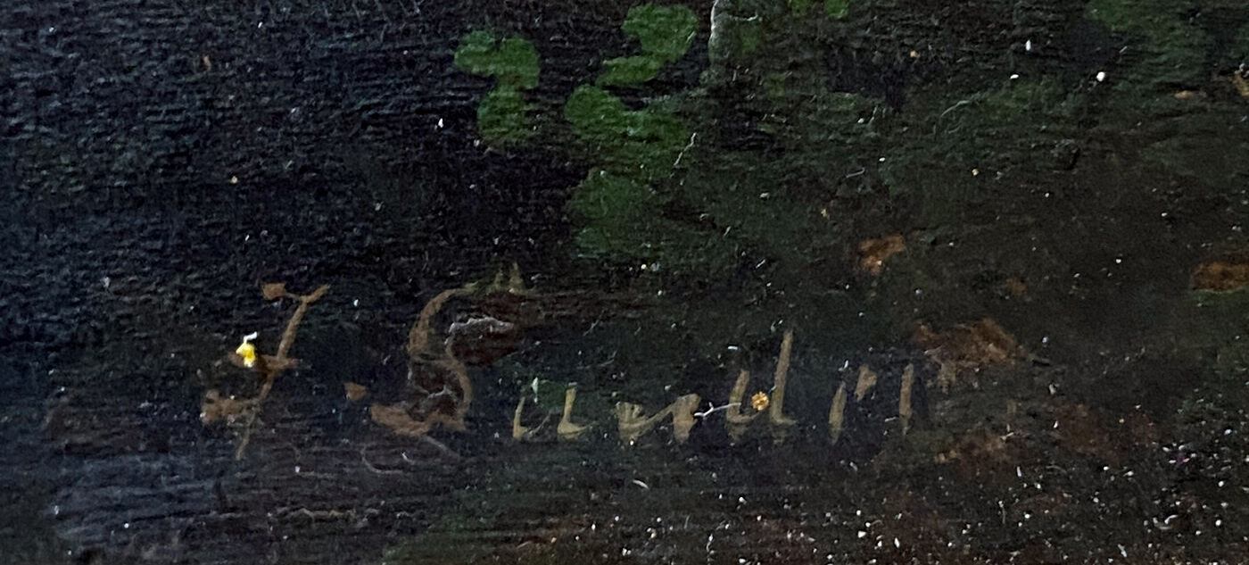 Painting j. sander alias johann jungblut (1860-1912) landscape in the moonlight