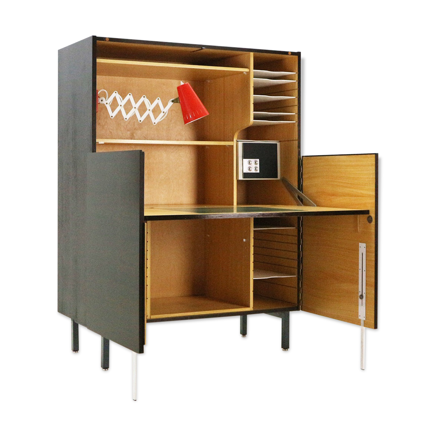 Writing desk, dark walnut stained 1960