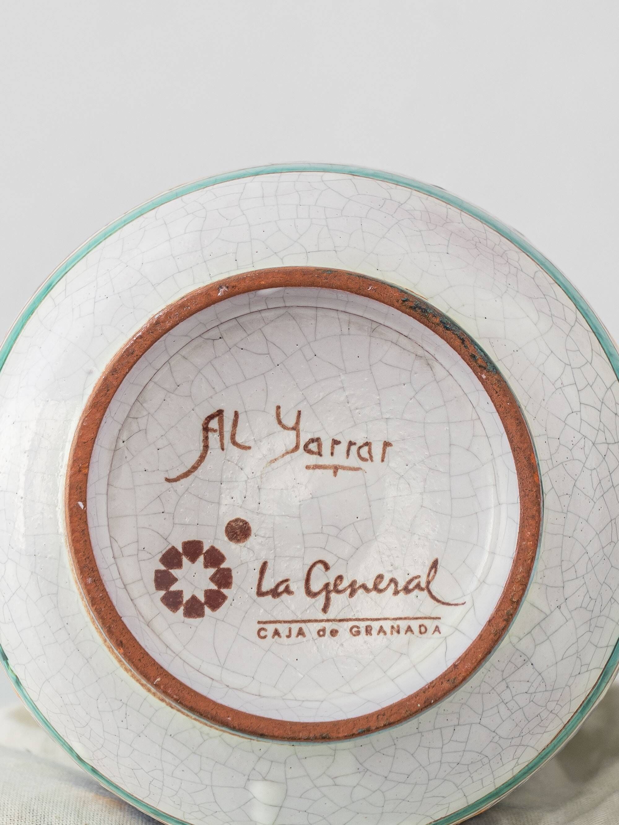 Granada Albarello Ceramic Table Lamp, Hand-Painted, New Silk Shade