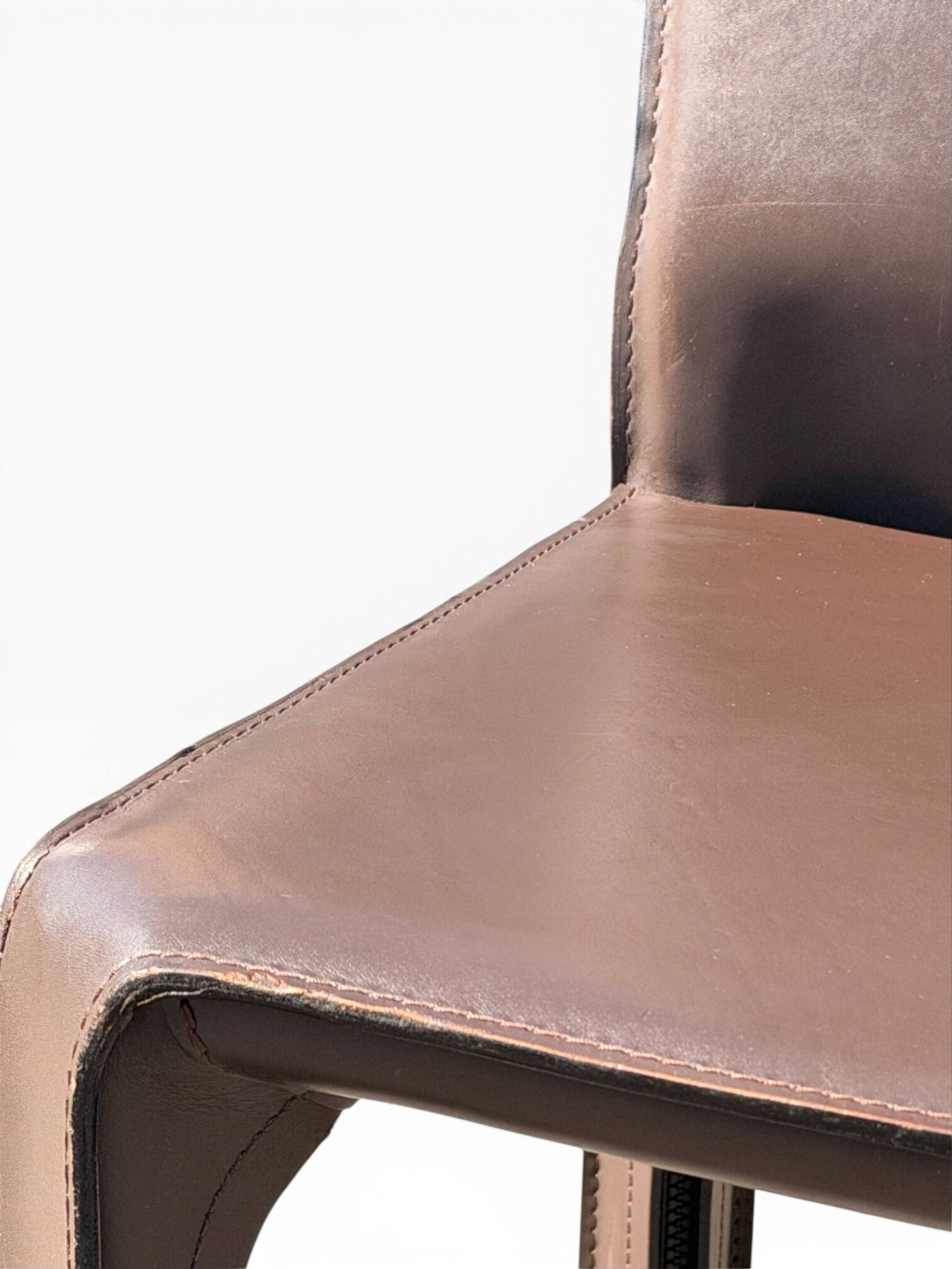 CAB 412 chair by Mario Bellini, Cassina, vintage brown saddle leather.
