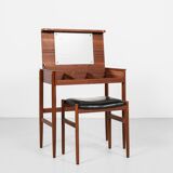 Midcentury Danish dressing table in teak by Dyrlund with ottoman by Spøttrup 1960s