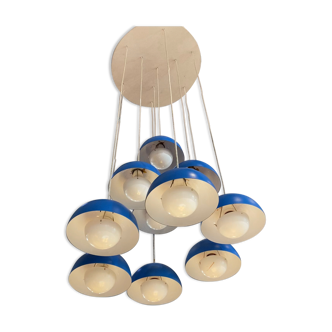 Chandelier suspension waterfall 10 lamps Verner Panton for Louis Poulsen. Denmark, 70s