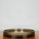 Round mirror with amber rim from the 70s, vintage