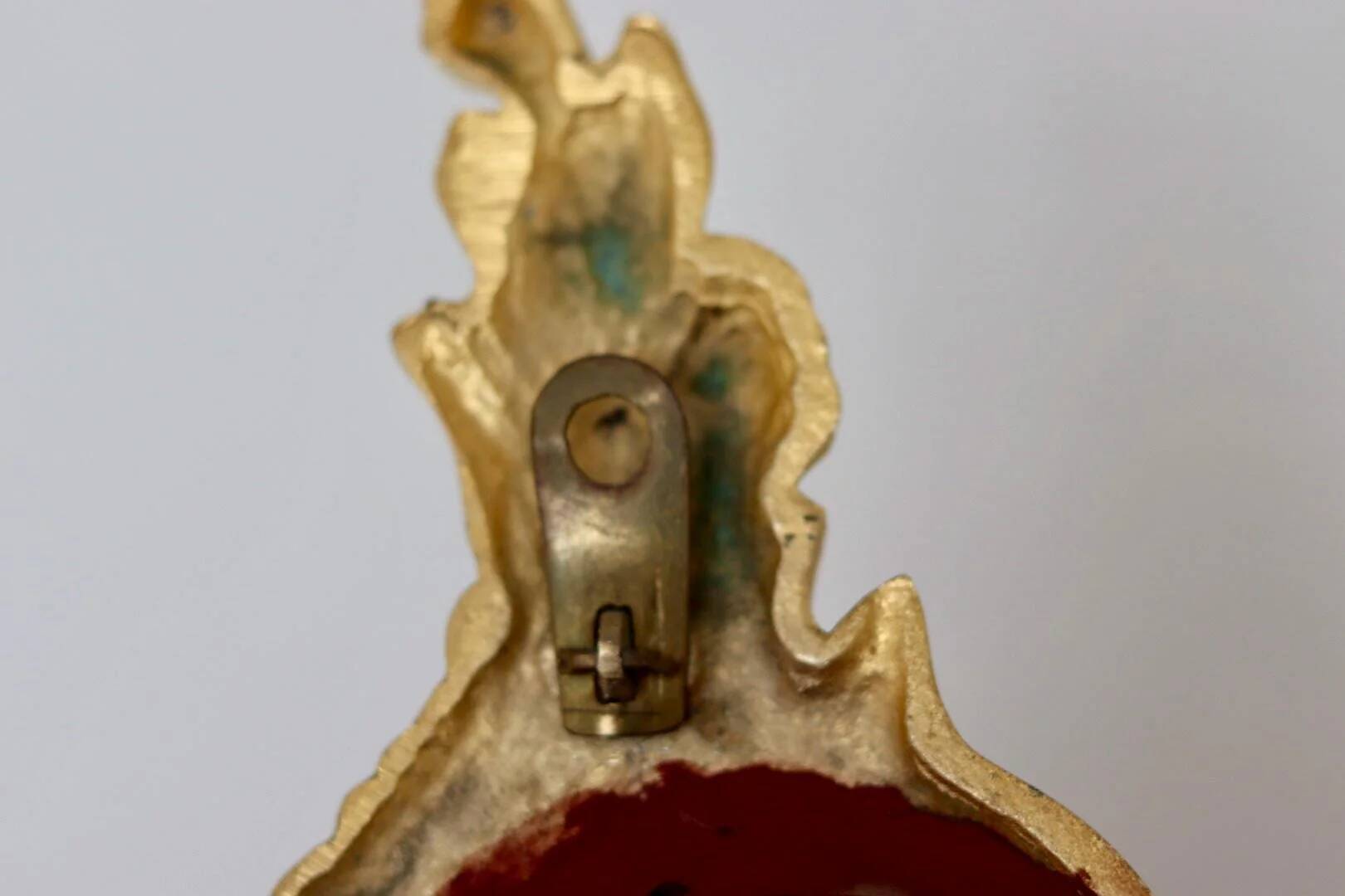 Pair of vintage brass wall lights with mirror