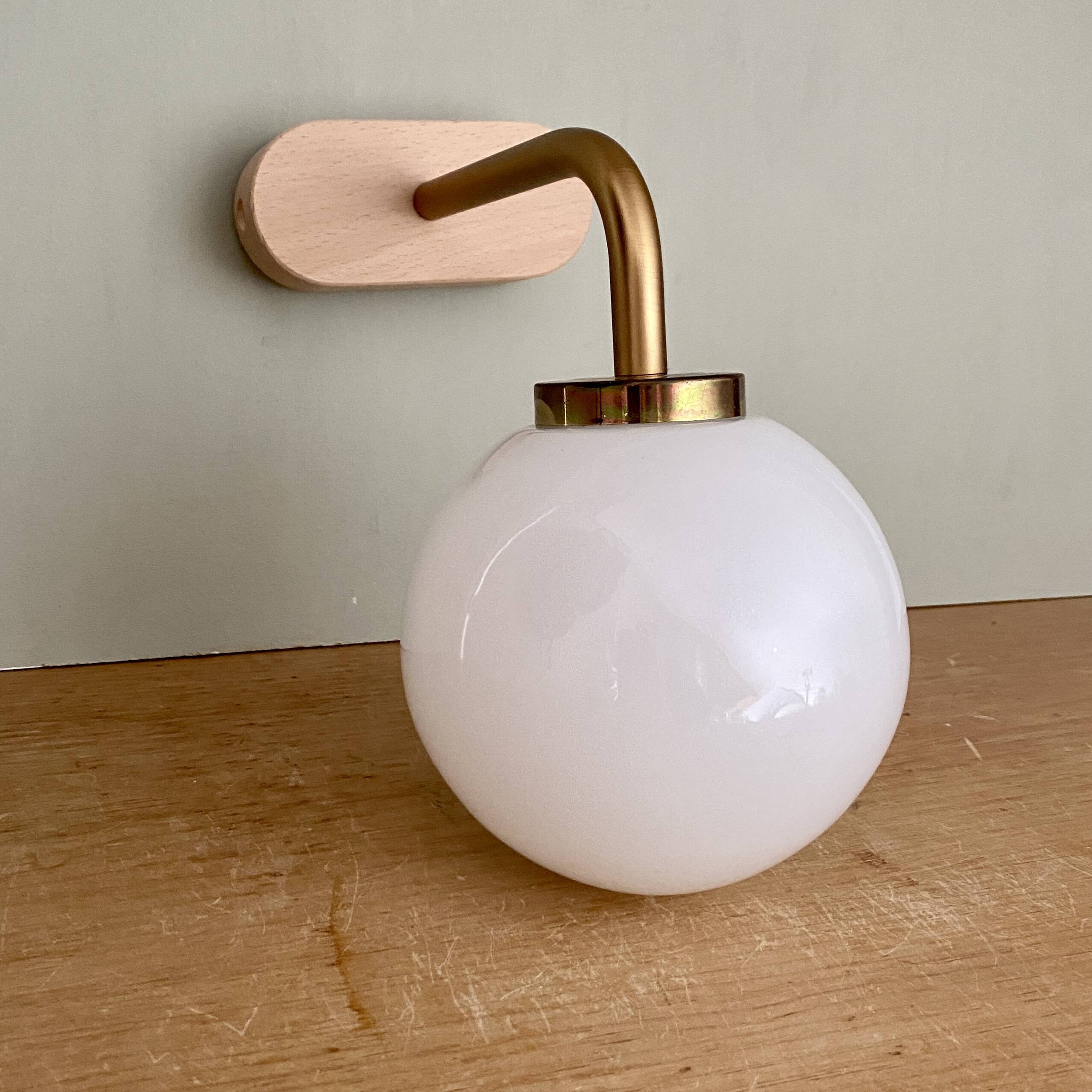 Vintage globe wall lamp in white opaline