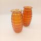 Paire Vases Art Déco Josef Invald Carnival Marigold Orange Irisé Jacobean