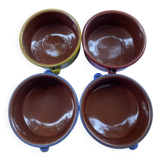 Lot de 4 casseroles en terre cuite vernissées