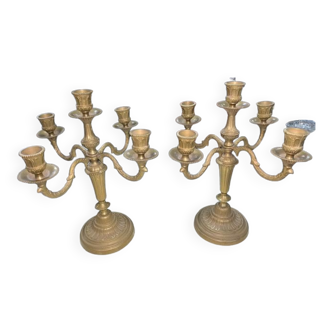 Paire de chandeliers en laiton
