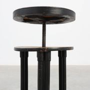 Black and purple adjustable velvet art deco piano stool, Belgium ca. 1910