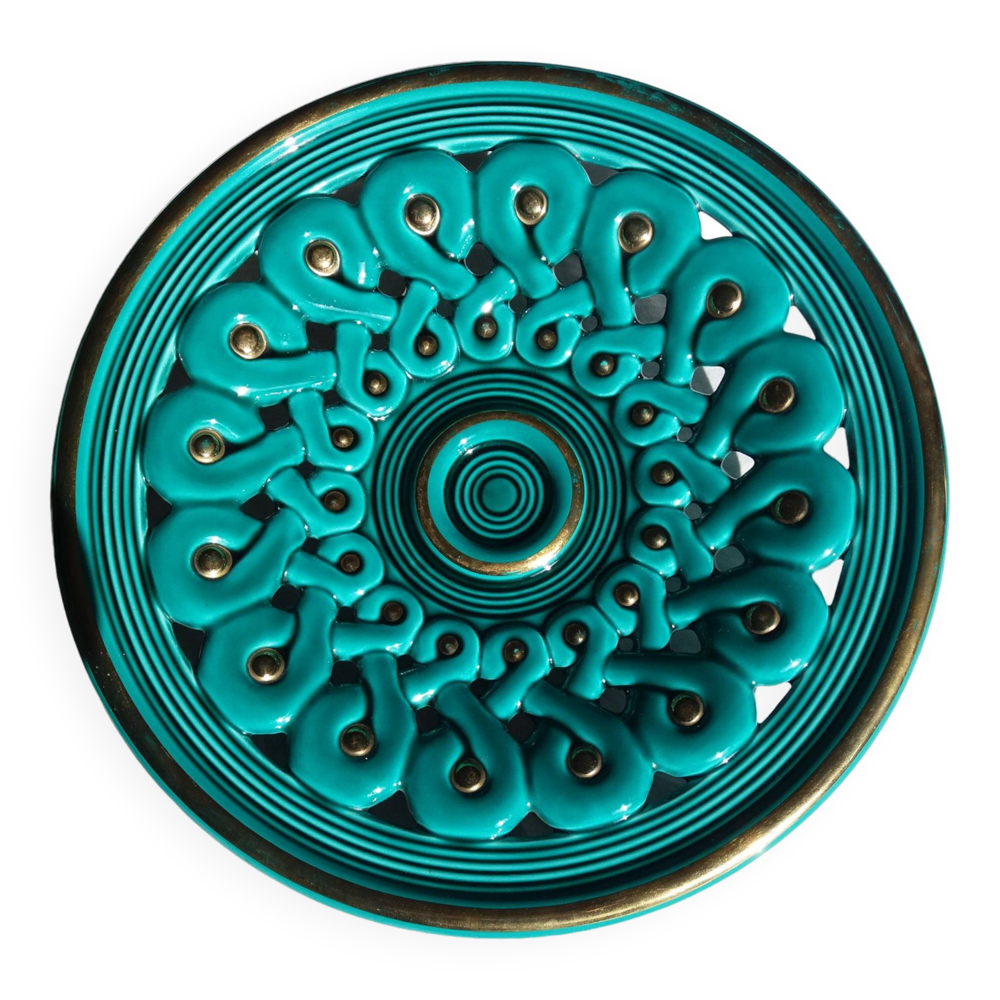 Verceram fruit bowl emerald green slip 37cm