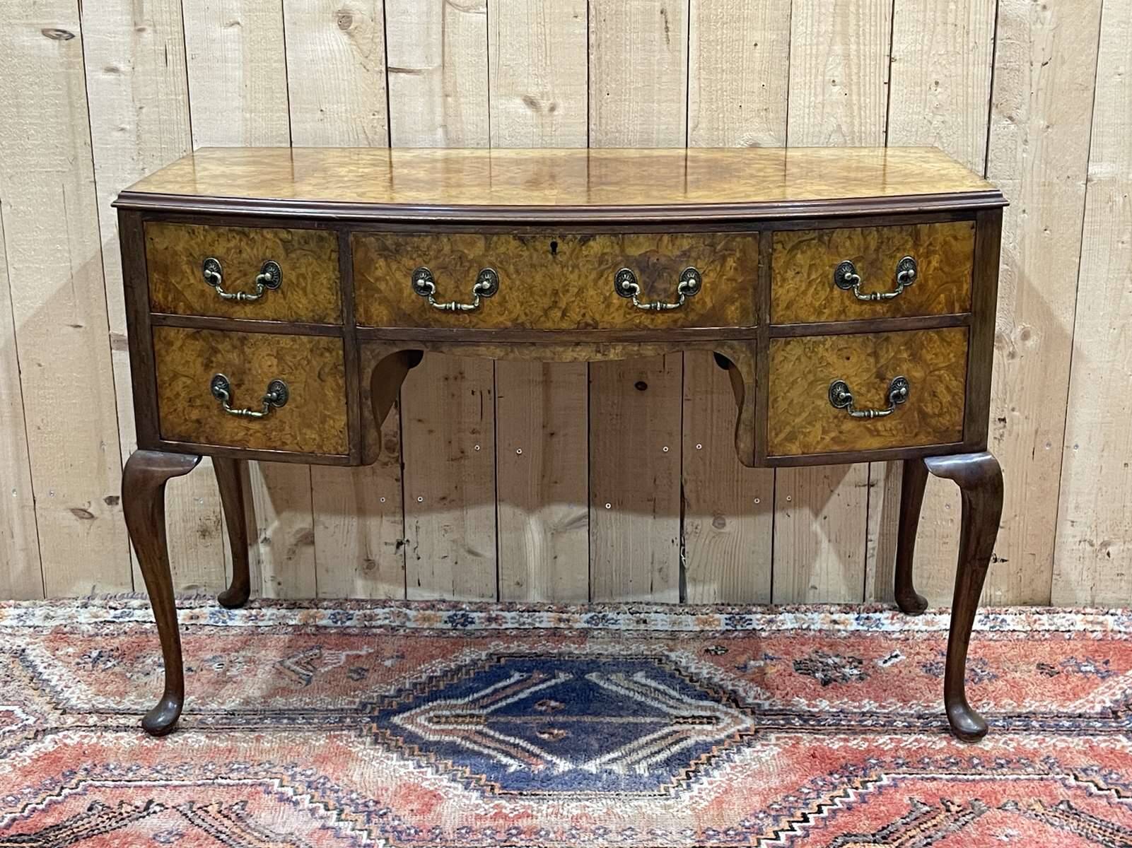 1930s Chippendale Burl Walnut Desk