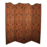 four-panel screen painted on 19th century fabric