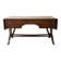 Antique wooden desk with a faux leather top and extensions.