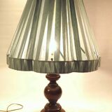 Large turned wooden base lamp