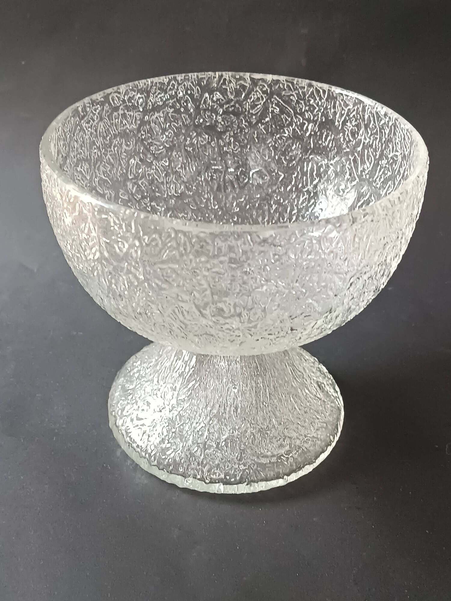 Vintage frosted crystal footed bowl