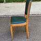 6 vintage solid wood dining chairs with blue-green leather