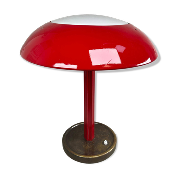 Red Art Deco mushroom desk lamp