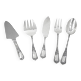 Ercuis Louis XV floral 5-piece service, ragout, fish, cake silver-plated metal