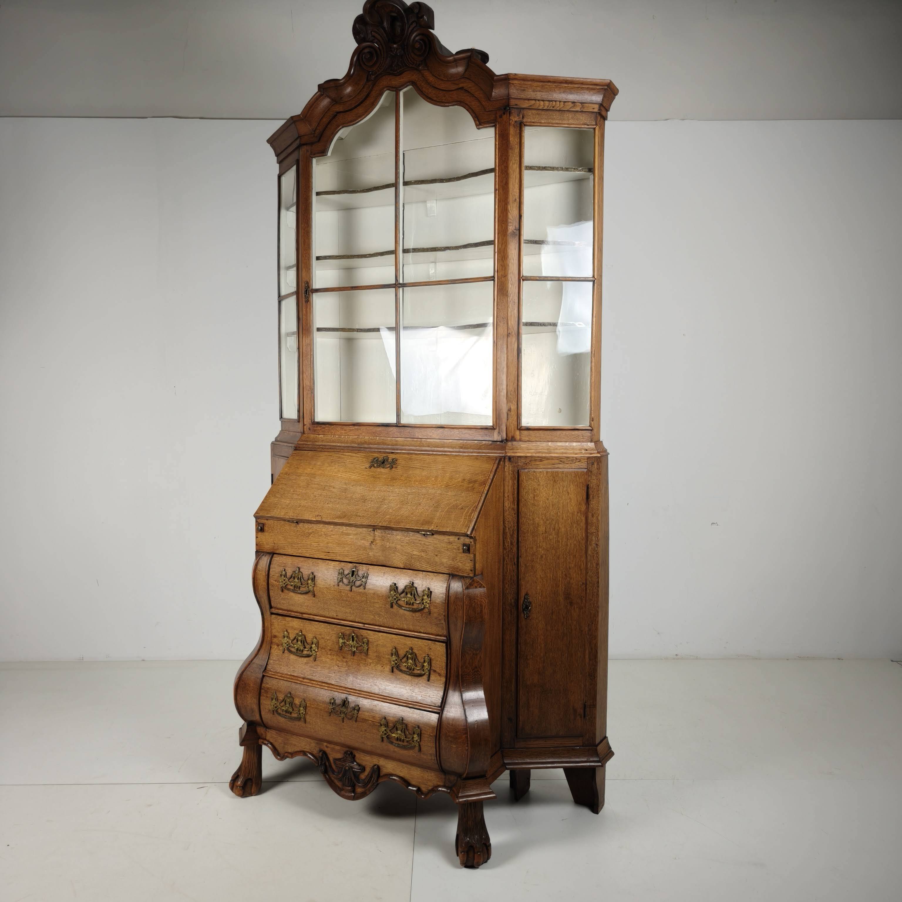 Dutch Oak Bureau Bookcase, 18th Century