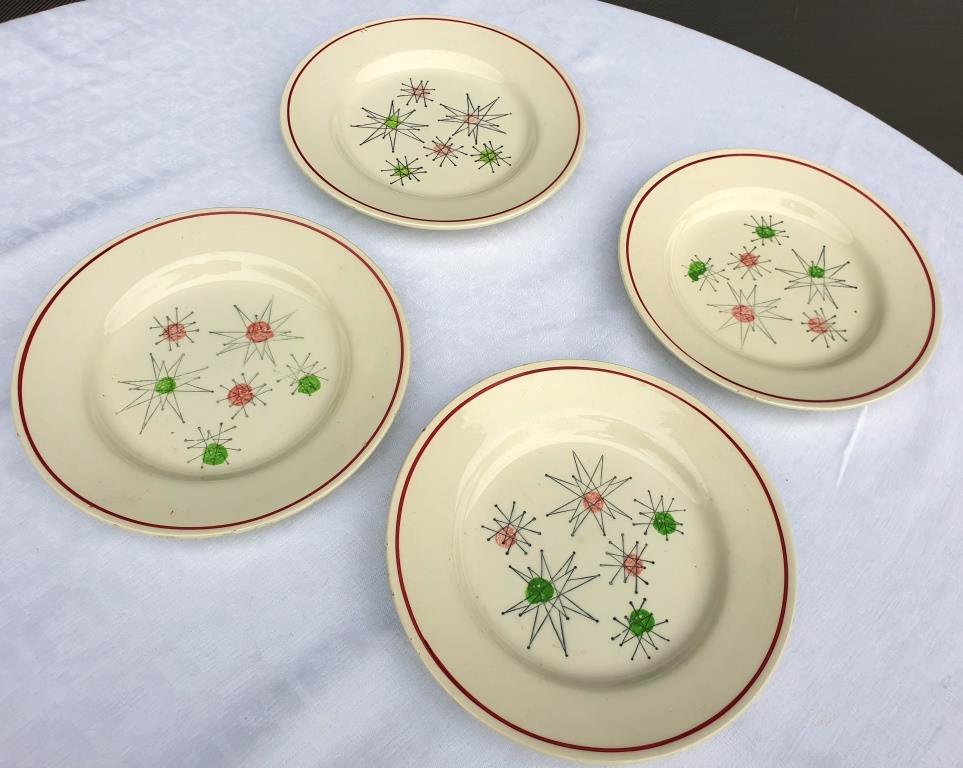Set 4 plates Marie Claude VF Paris Sting Art 1960