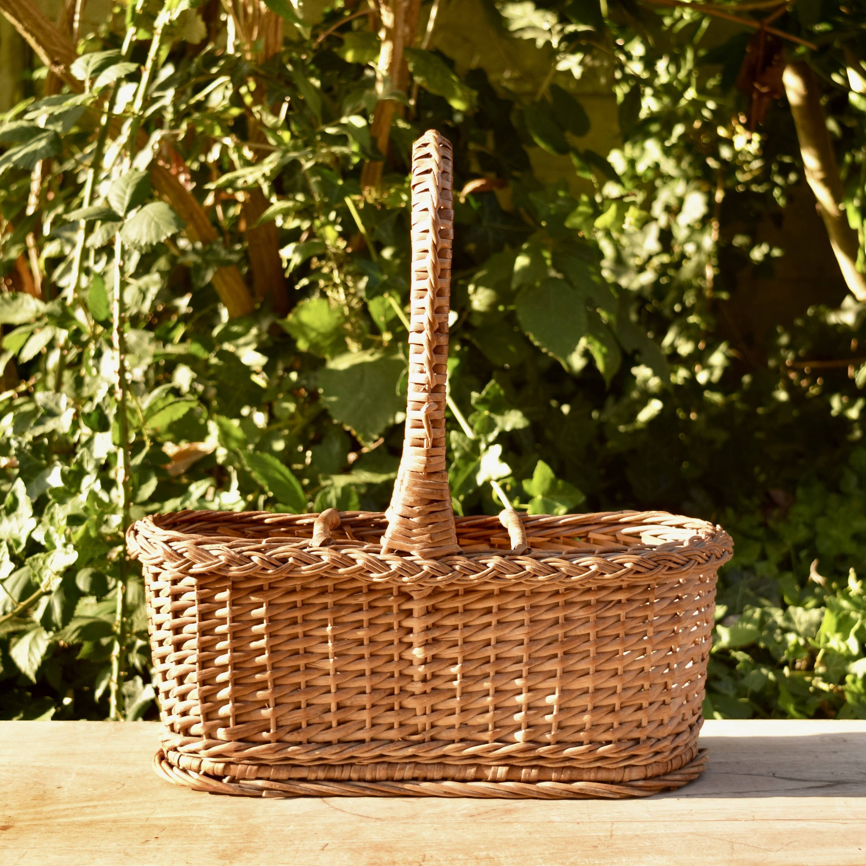 Vintage wicker bottle holder basket