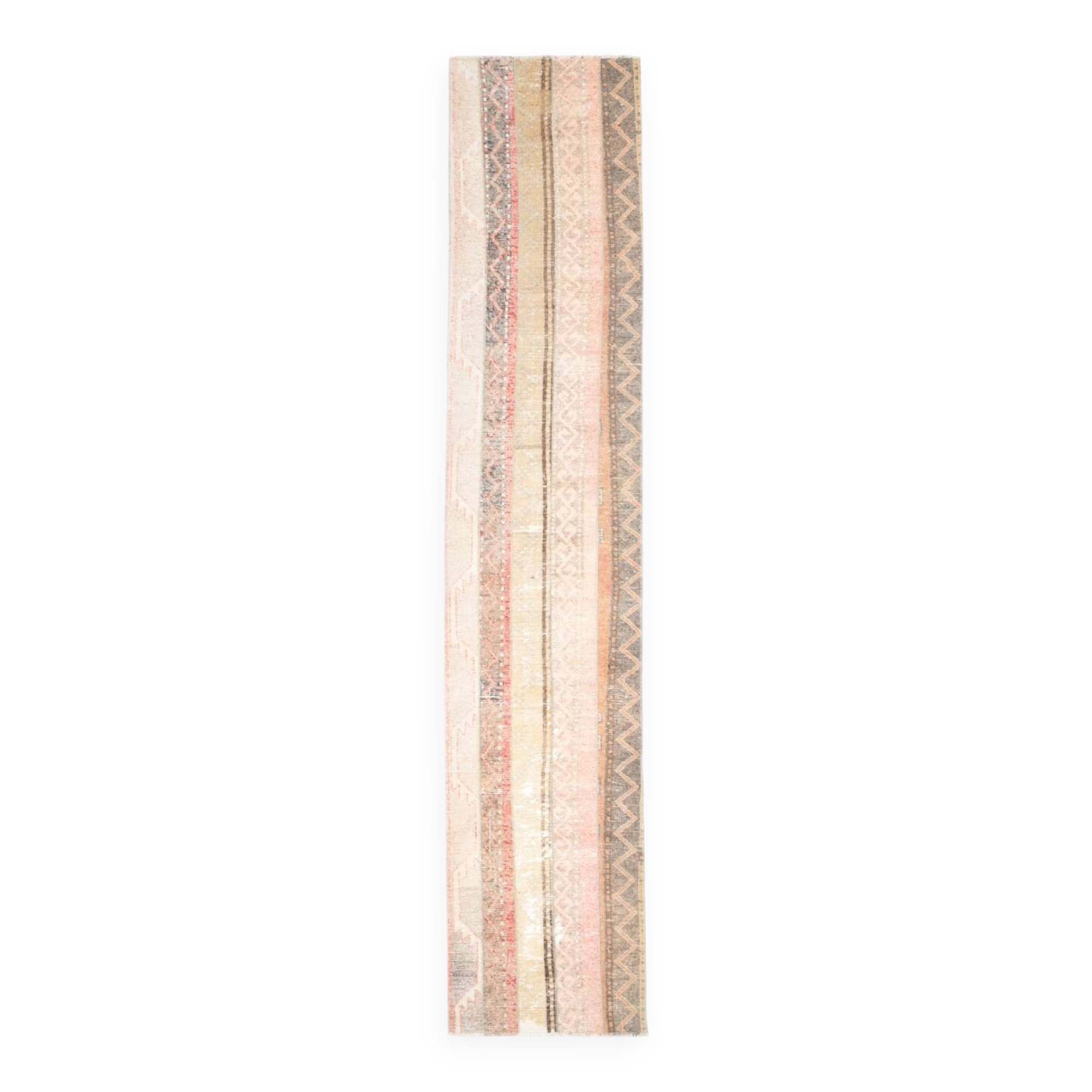 2x10 Contemporary Red & Beige Turkish Runner Rug, 59x298Cm