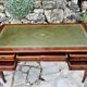 Elegant Louis XVI style mahogany flat desk from the 20th century