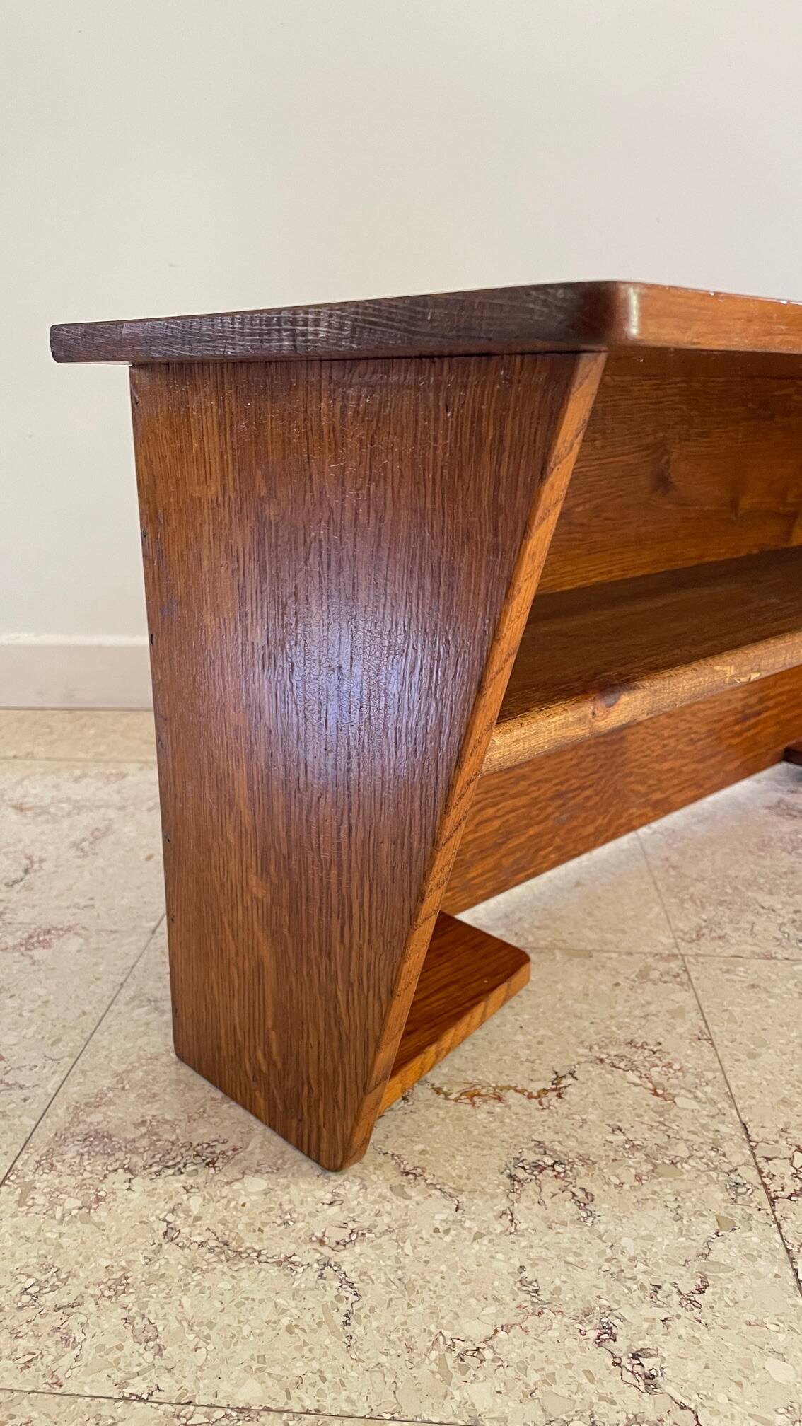 Geometric Wall Shelf Solid Oak Vintage