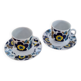 2 tasses à café fleurs bleues porcelaine