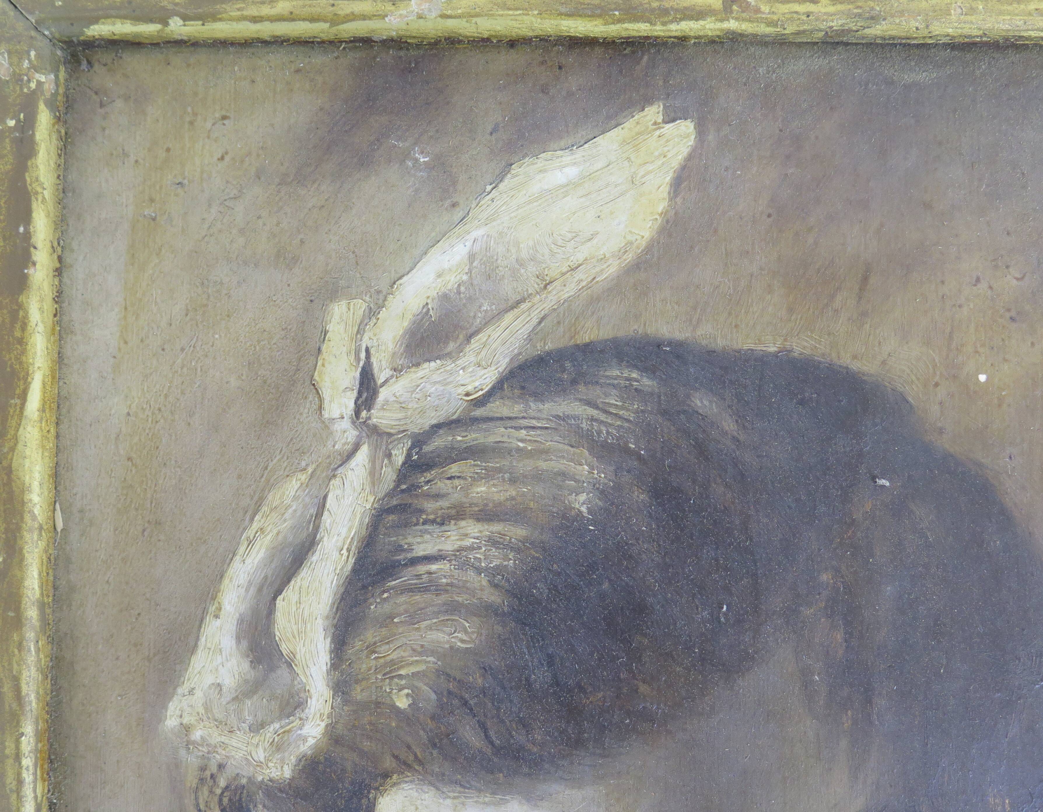 Antique oil painting portrait young lady oil on panel with gilded frame