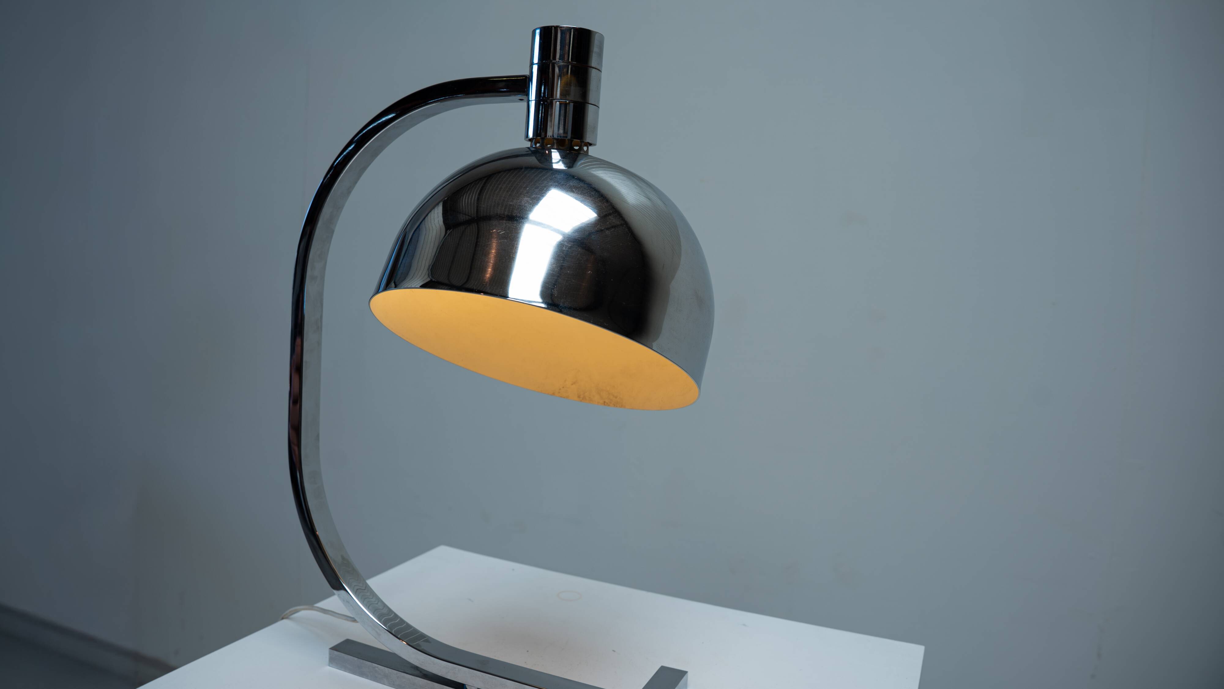 Chrome table lamp by Franco Albini for Sirrah