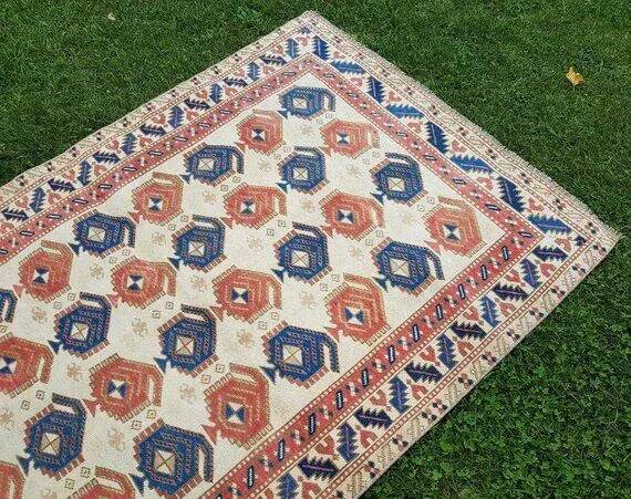 Vintage Turkish handmade rug 110x177 cm
