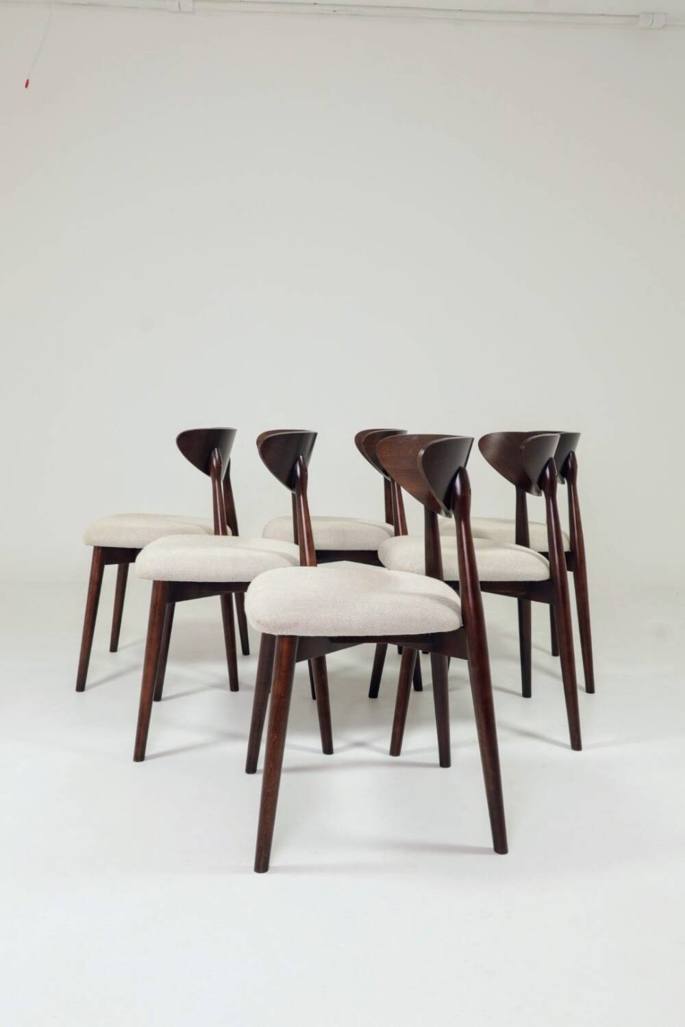 Dining chairs set of 6 heritage herringbone Beige linen