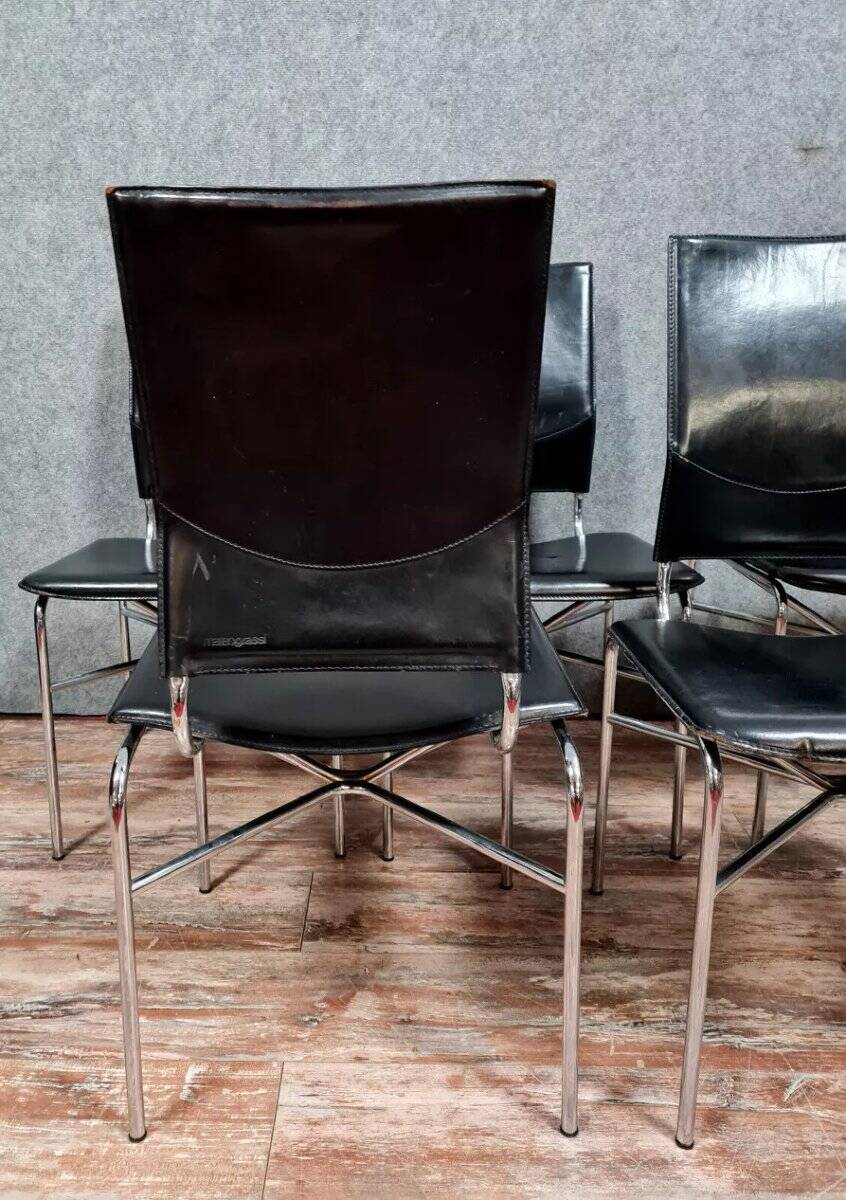 Suite de 5 chaises de salle à manger par Ross Littell pour Matteo Grassi