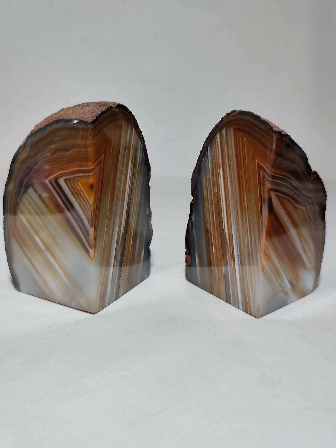 Paire de serre-livres en agate. Espagne, années 1970