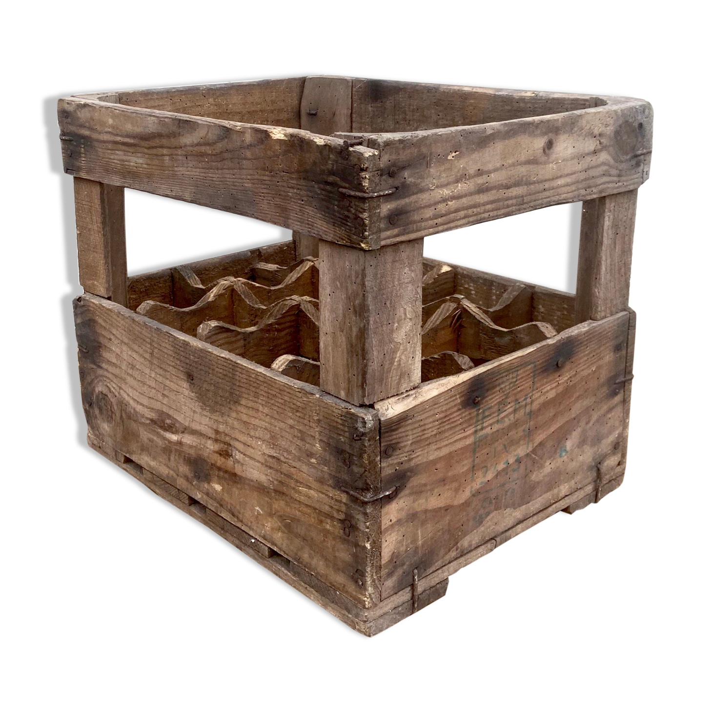 Old Vintage wooden locker box for 12 bottles