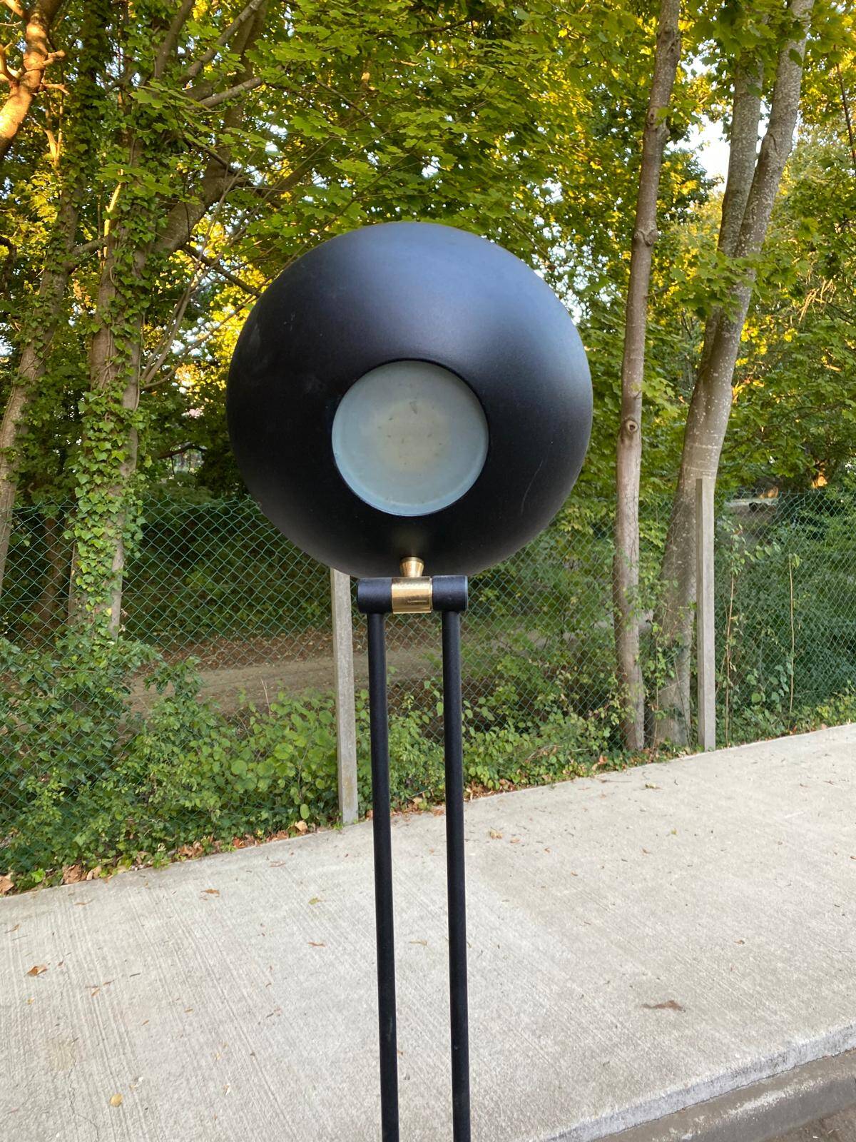 Italian vintage black & brass floor lamp — Articulated with Relco dimmer 19