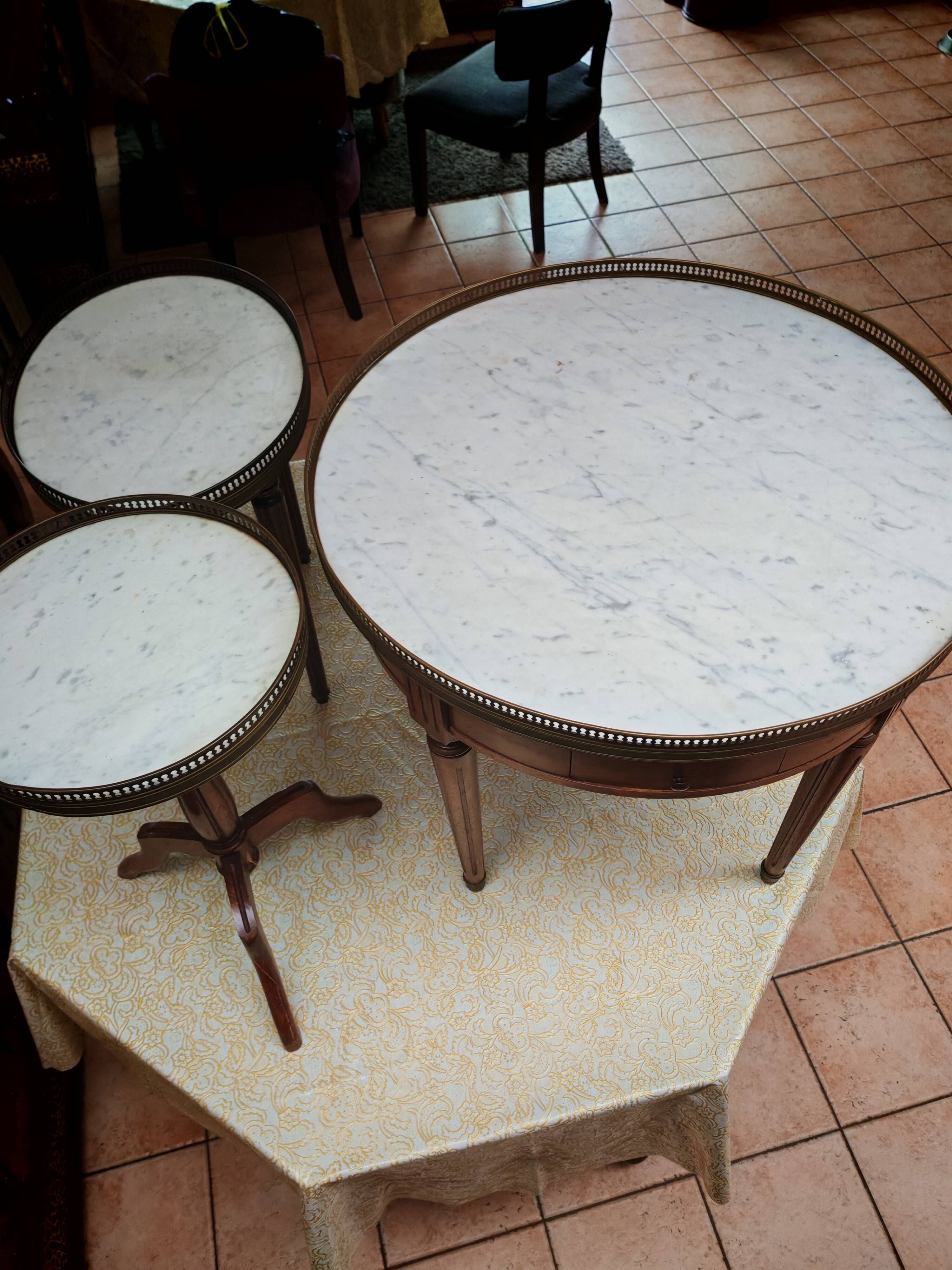 3 tripod bouillotte tables in Louis XVI style