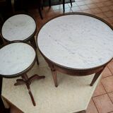 3 tripod bouillotte tables in Louis XVI style