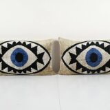 Set of two silk ikat eye velvet pillow cover