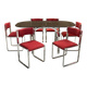 70s dining room set: glass table and 6 chairs