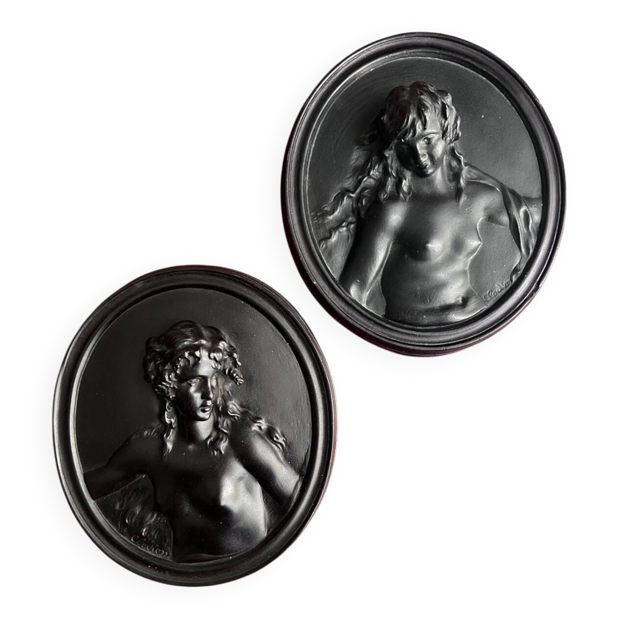 Set of Two Medallions by Clodion - Reproduction from the Louvre