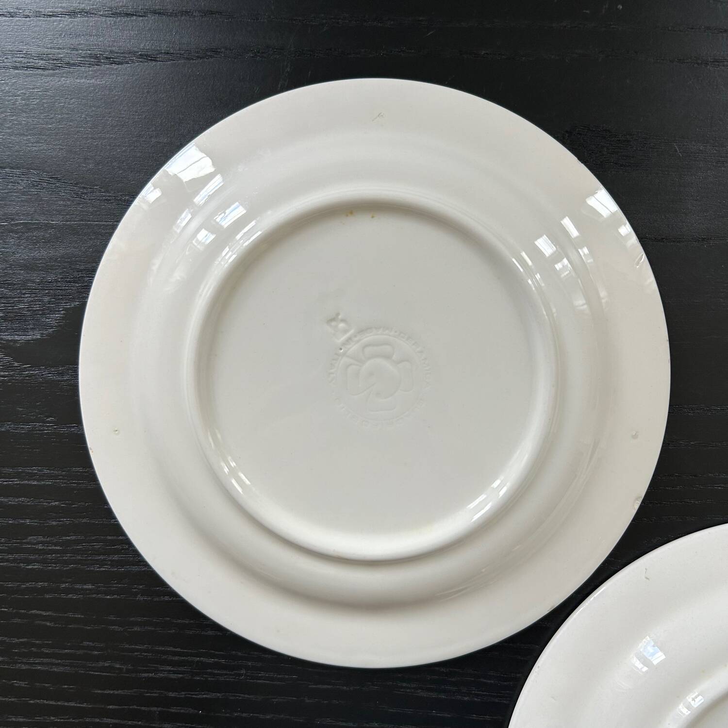 Pair of red striped plates