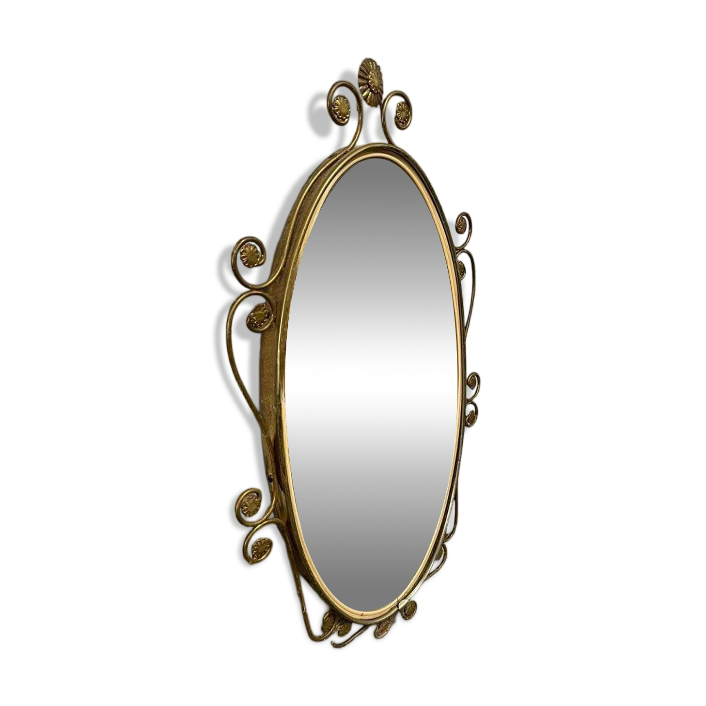 Vintage gold oval wall mirror