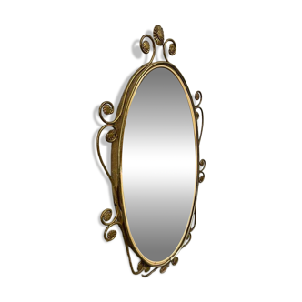 Vintage gold oval wall mirror