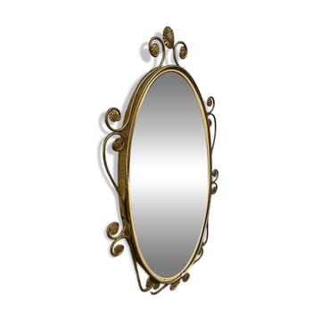 Vintage gold oval wall mirror