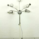 Chrome mid century modern adjustable five-arm lamp on wheel base