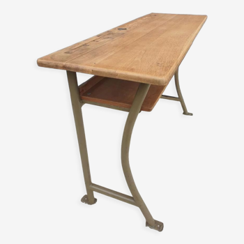 Double desk of schoolboy wood metal vintage curved base