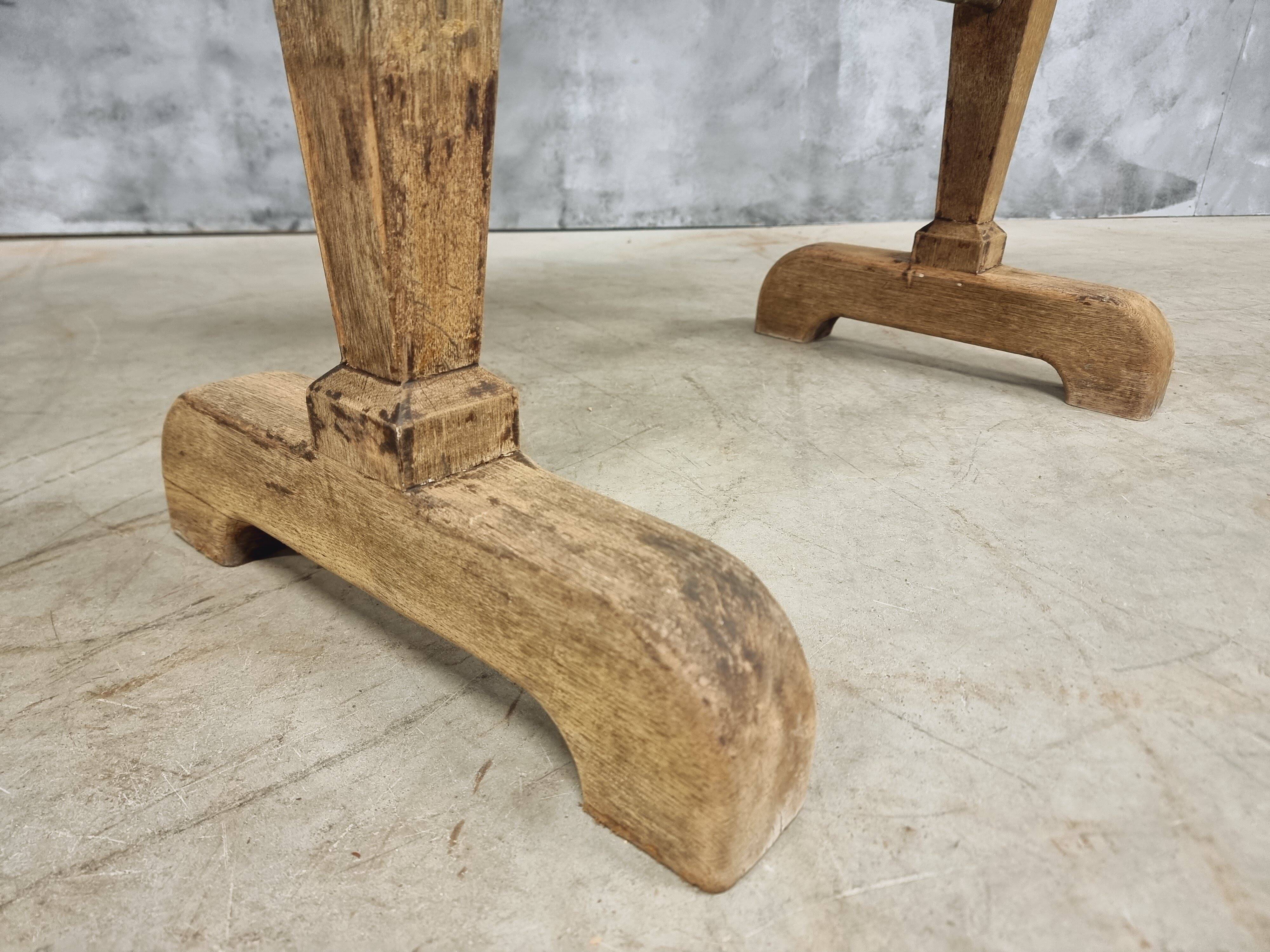 Antique French bistro table | 1920-1940 | Oak wood